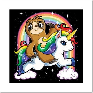 Unicorn Sloth Riding T Sloths Unicorns Rainbow s95 magic Posters and Art